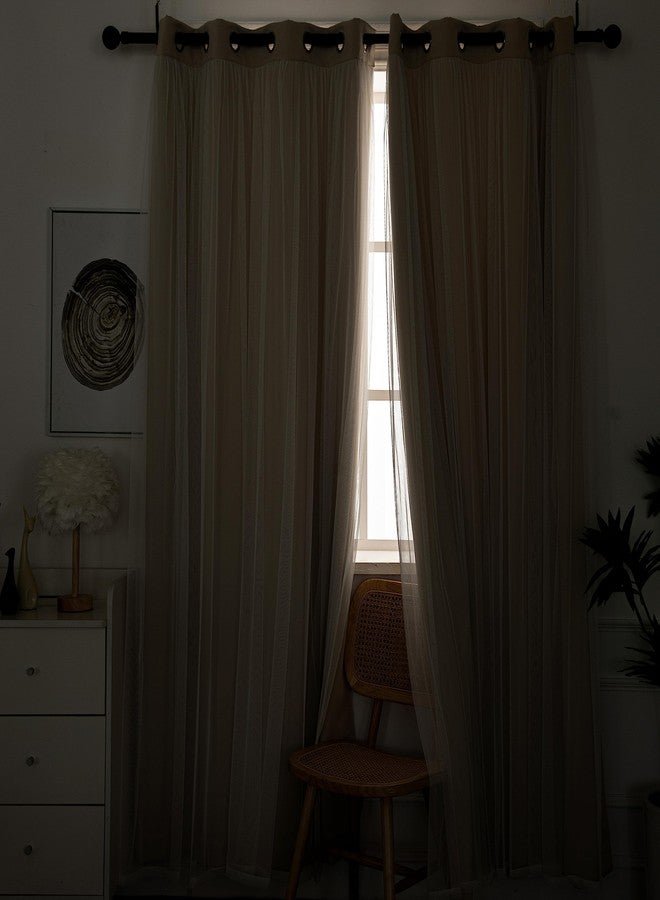 INLINAS Beige Blackout Curtains with Sheer Overlay - Grommet Top Thermal and Noise Reduction Panels for Bedroom and Living Room Light Blocking and Energy Saving, 52 x 84 Inches, Set of 2 - Image 5